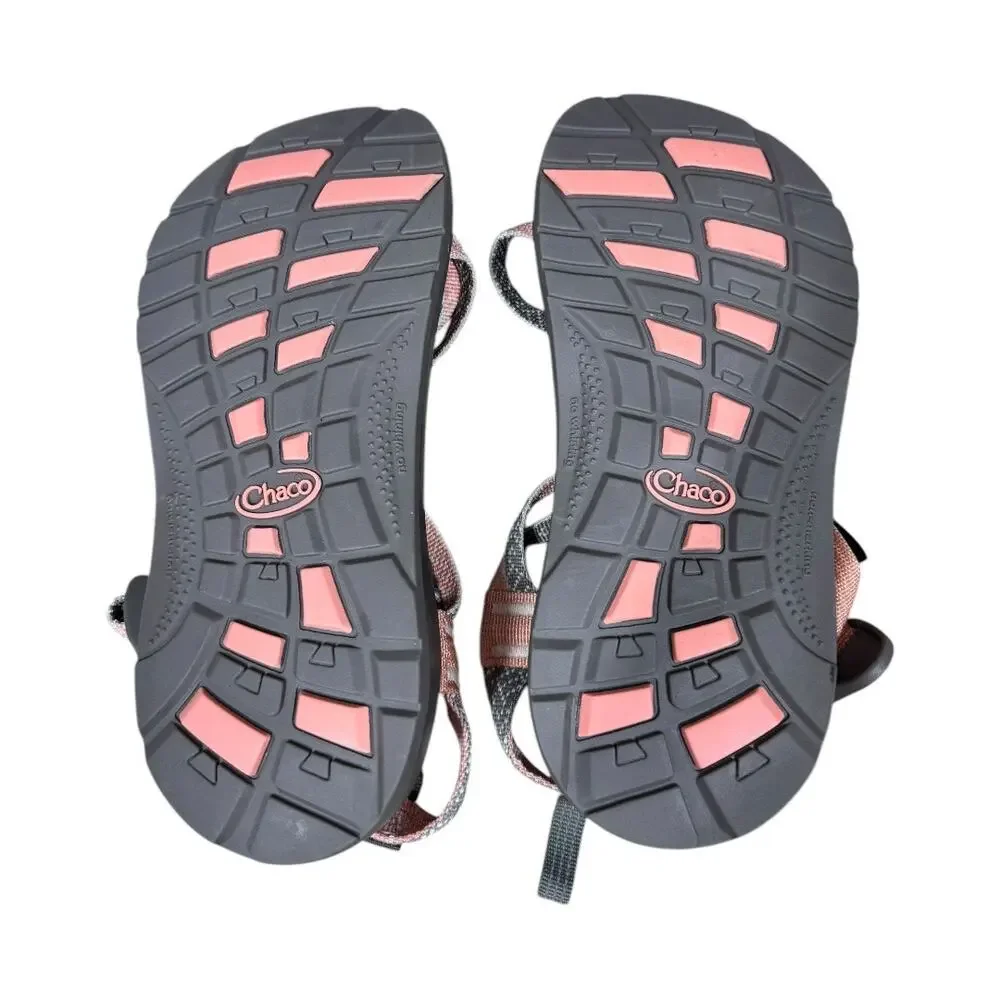 Chaco Kid's ZX1 Ecotread Sandals 4 Burlap Heather J180266 Pink Gray Double Strap